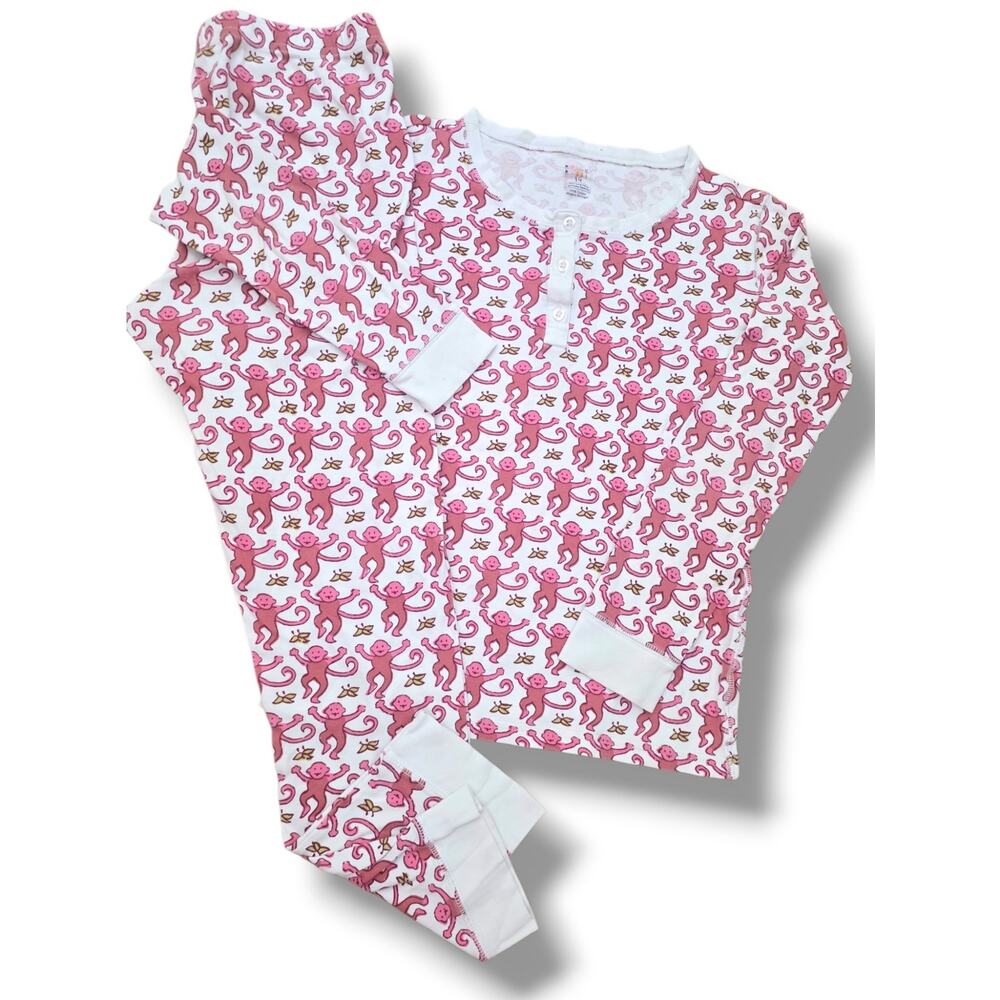 Original Roller Rabbit Girls Pink Monkey Pajama Set Size 14 EUC